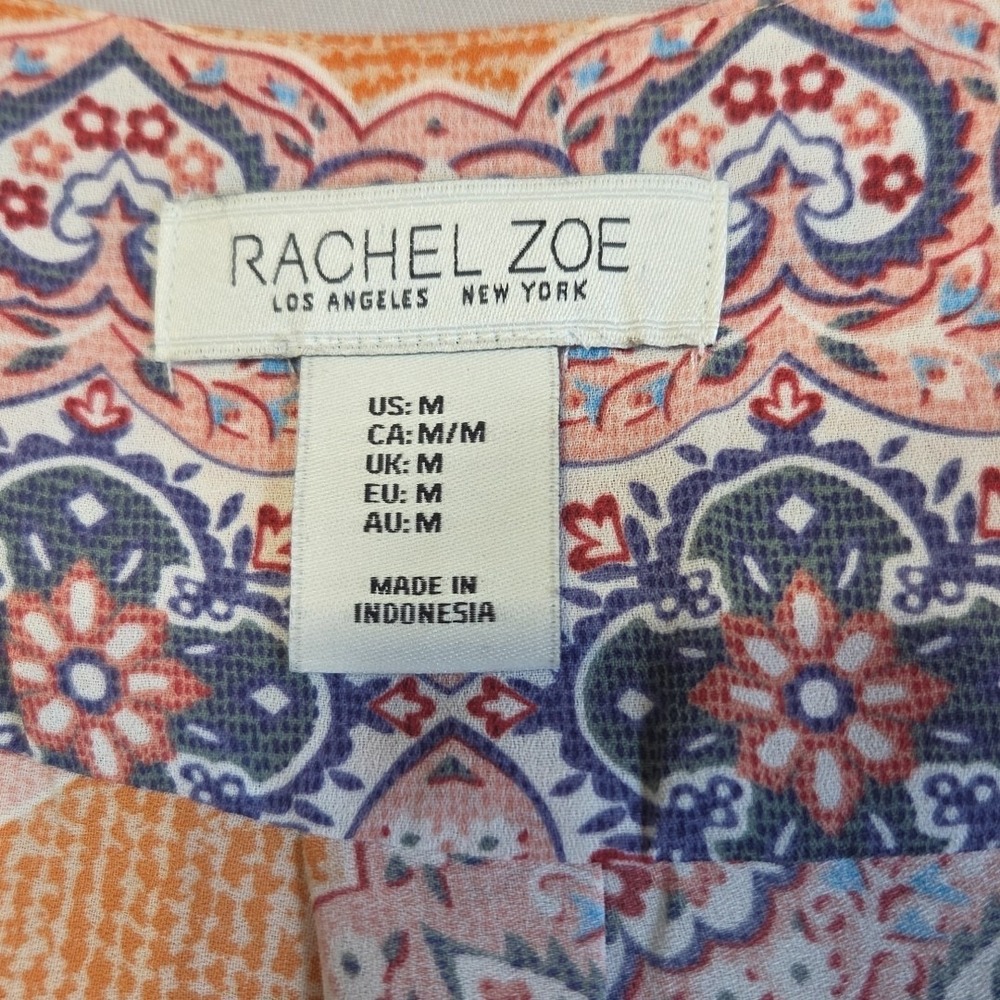 Rachel Zoe Womens Medium Sleeveless Boho Blouse Orange Medallion Print Tank Top - Picture 6 of 9
